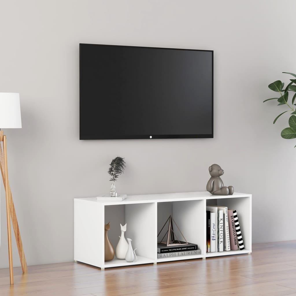Mobile Porta TV Bianco 107x35x37 cm in Legno Multistrato - homemem39