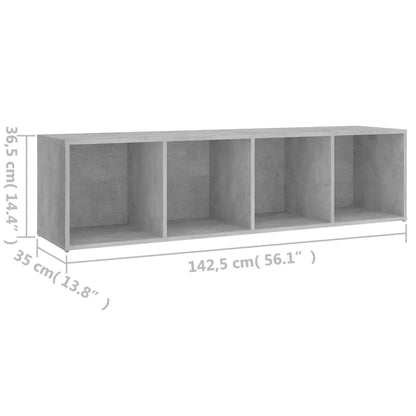 Mobile TV Grigio Cemento 142,5x35x36,5 cm in Legno Multistrato