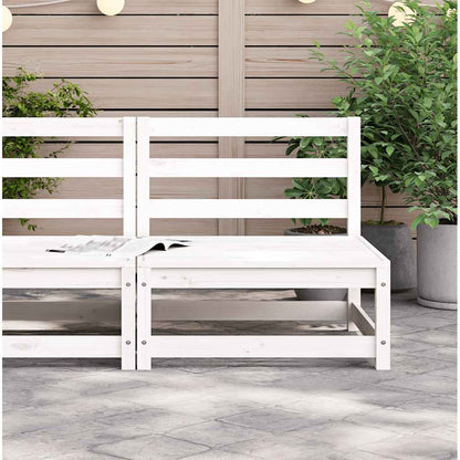 Divano Centrale da Giardino Bianco in Legno Massello di Pino - homemem39