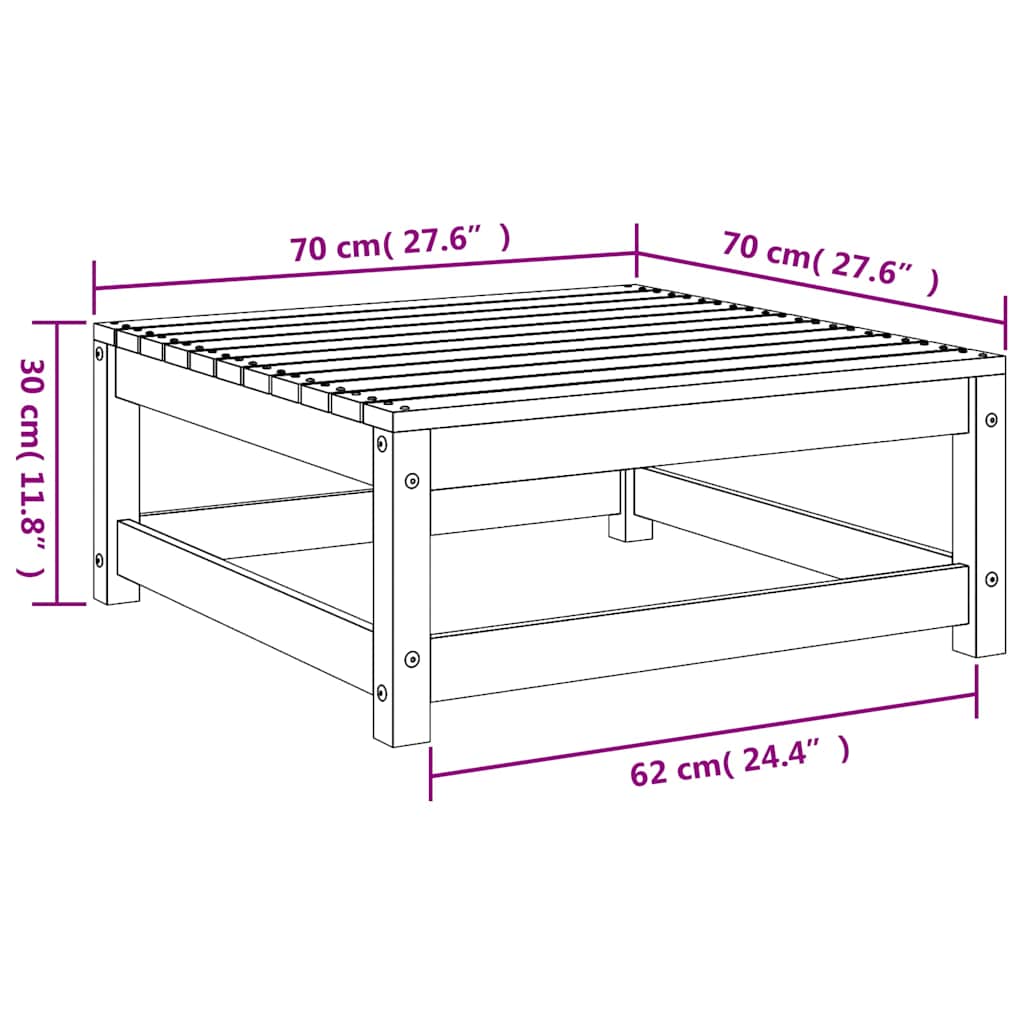 Poggiapiedi da Giardino 70x70x30 cm ambra in Legno di Pino