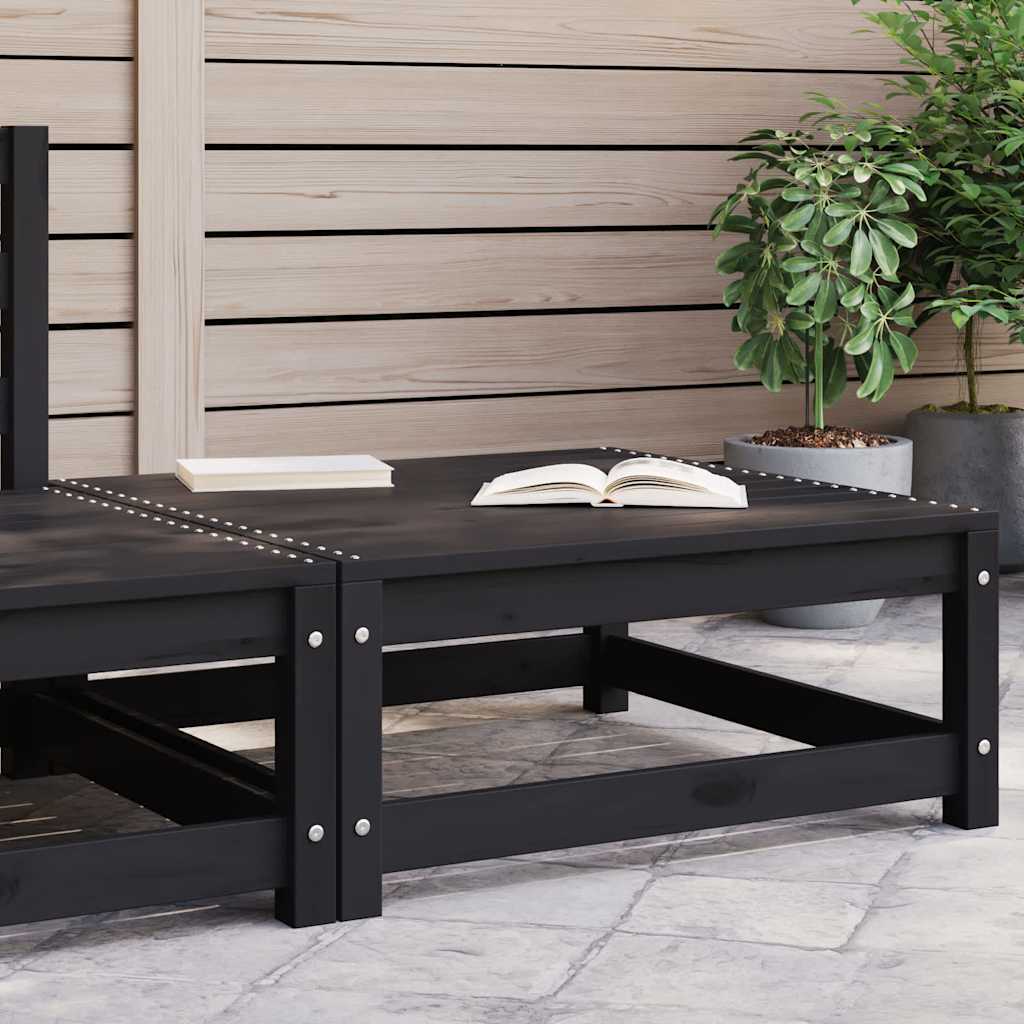 Poggiapiedi da Giardino 70x70x30 cm Nero Legno Massello di Pino - homemem39