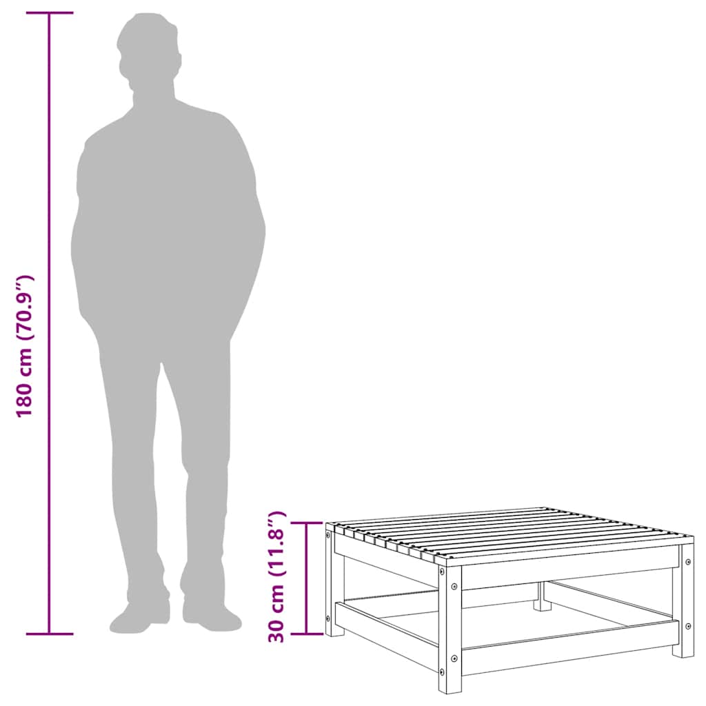 Poggiapiedi da Giardino 70x70x30 cm Nero Legno Massello di Pino - homemem39
