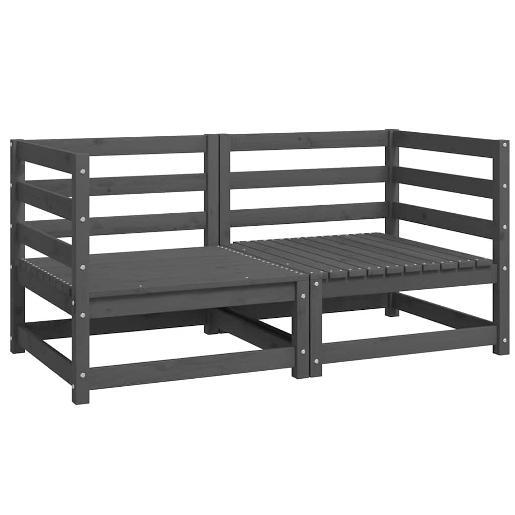 Divani Angolari da Giardino 2 pz Grigi in Massello di Pino - homemem39