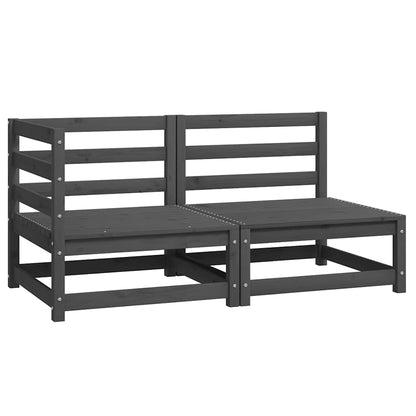 Set Divani da Giardino 2 pz Grigio in Legno Massello di Pino | homemem39