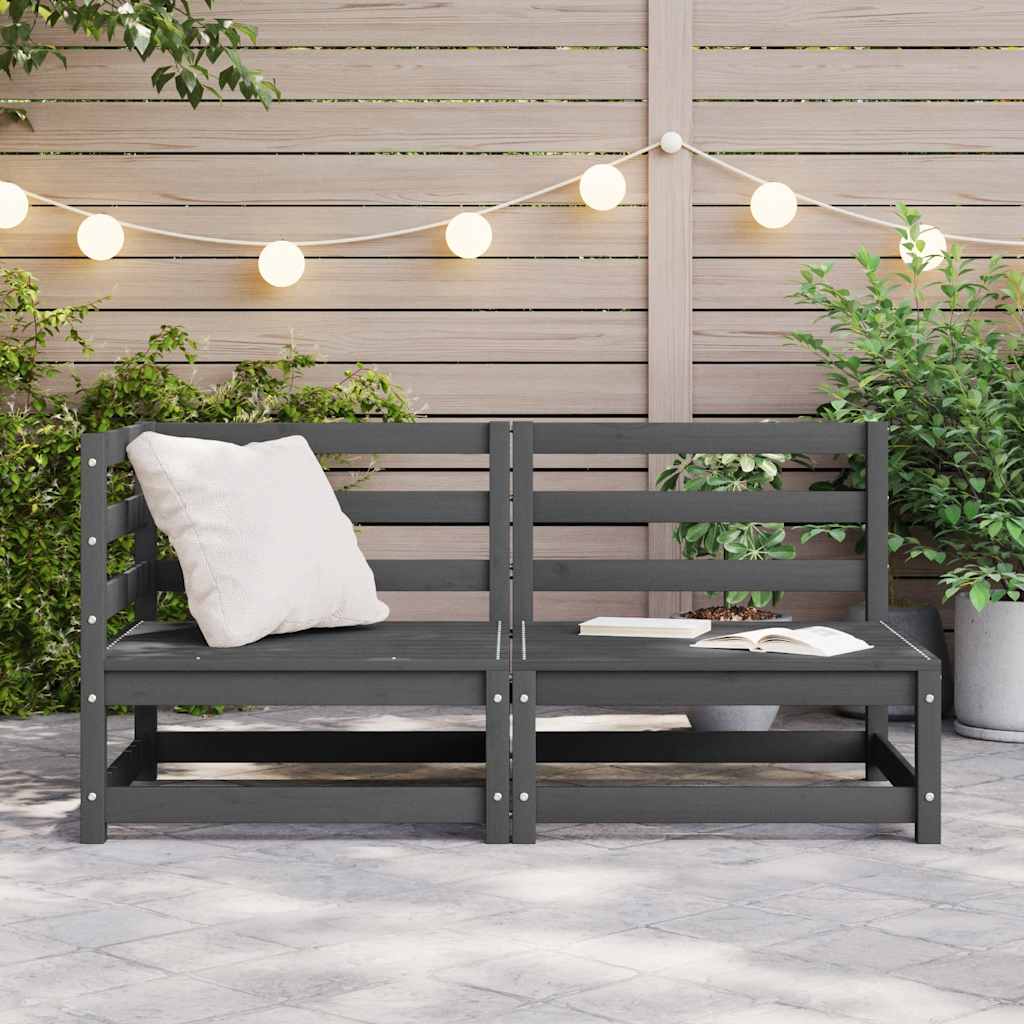 Set Divani da Giardino 2 pz Grigio in Legno Massello di Pino | homemem39