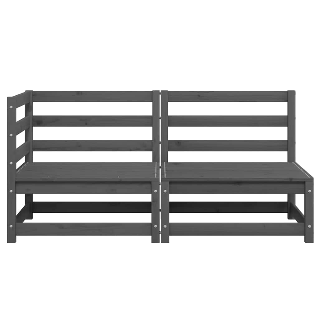 Set Divani da Giardino 2 pz Grigio in Legno Massello di Pino | homemem39