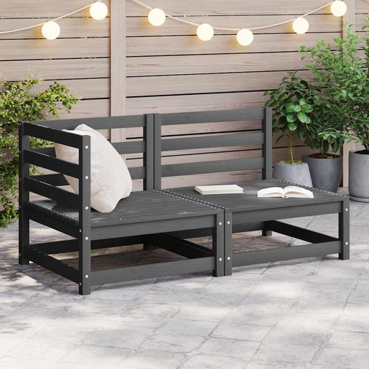 Set Divani da Giardino 2 pz Grigio in Legno Massello di Pino | homemem39