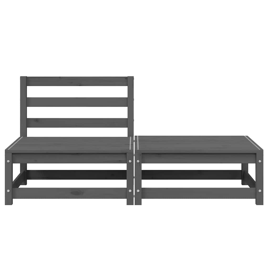 Set Divani da Giardino 2 pz Grigio in Legno Massello di Pino