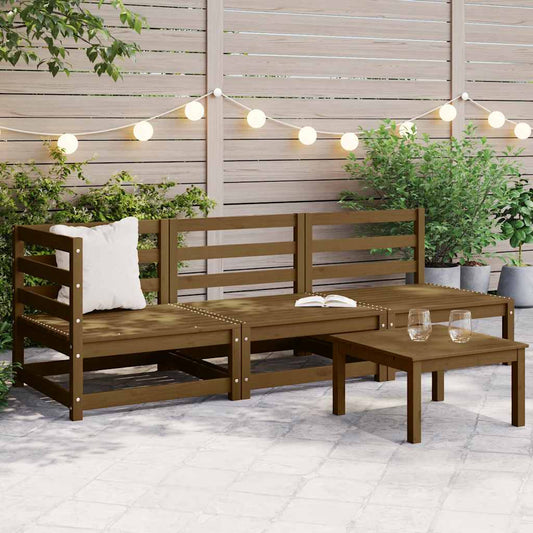 Set Salotto da Giardino 3 pz Ambrato in Legno Massello di Pino - homemem39