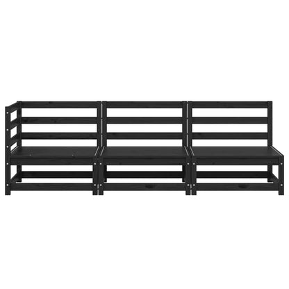 Set Divani da Giardino 3 pz Nero in Legno Massello di Pino - homemem39