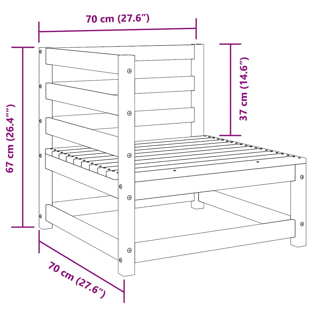 Set Divani da Giardino 3 pz Nero in Legno Massello di Pino - homemem39