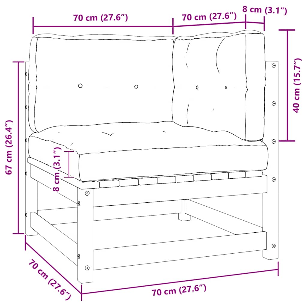Set Divani da Giardino 2 pz Cuscini Bianchi Massello di Pino