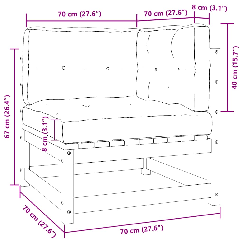 Set Divani da Giardino 2 pz con Cuscini Massello di Pino Nero - homemem39