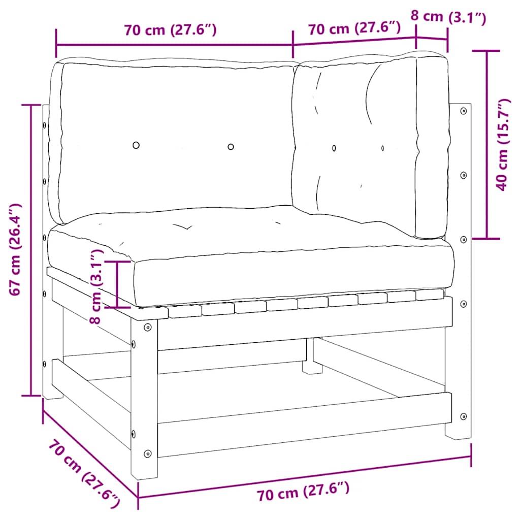 Set Divani da Giardino 2 pz con Cuscini Legno Massello di Pino - homemem39