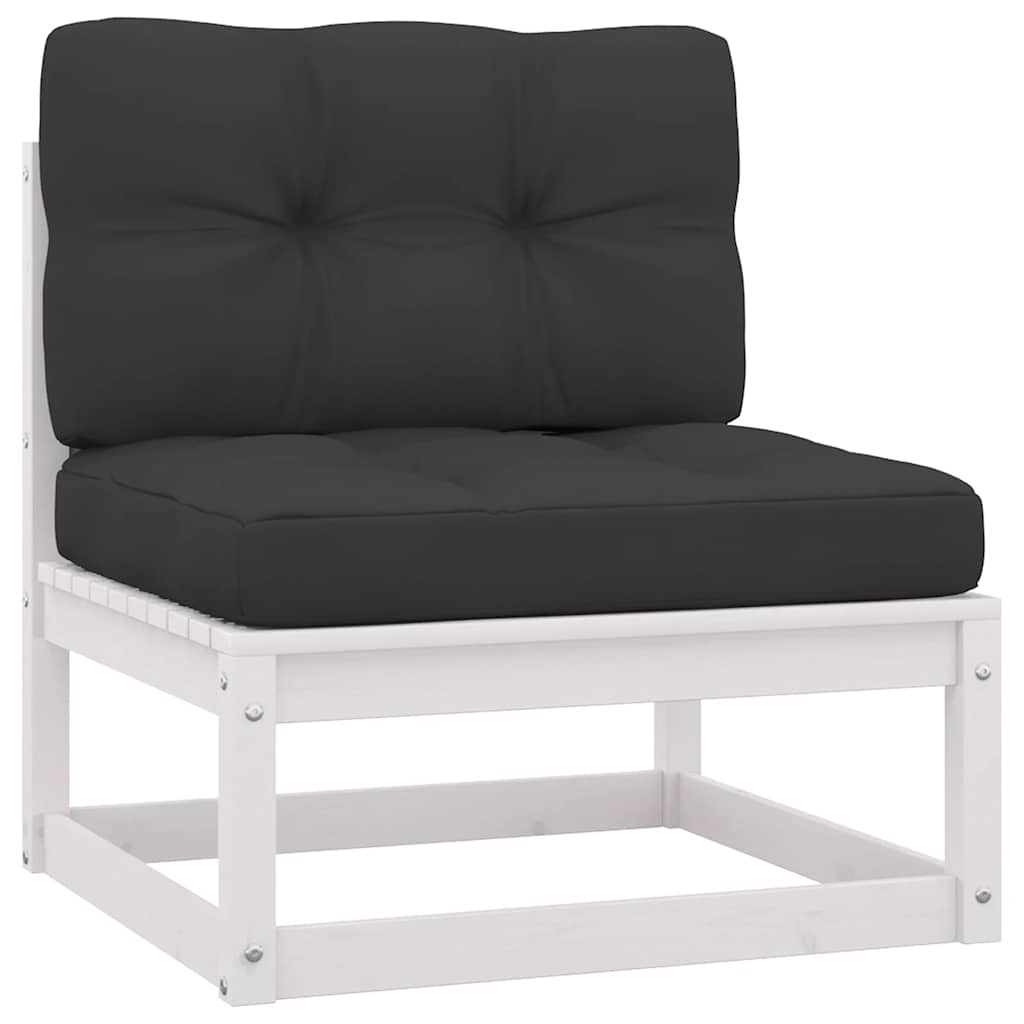 Set Divani da Giardino 2 pz Cuscini Legno Massello Pino Bianco | homemem39