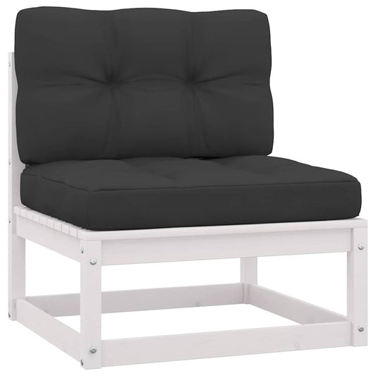 Set Divani da Giardino 2 pz Cuscini Legno Massello Pino Bianco | homemem39