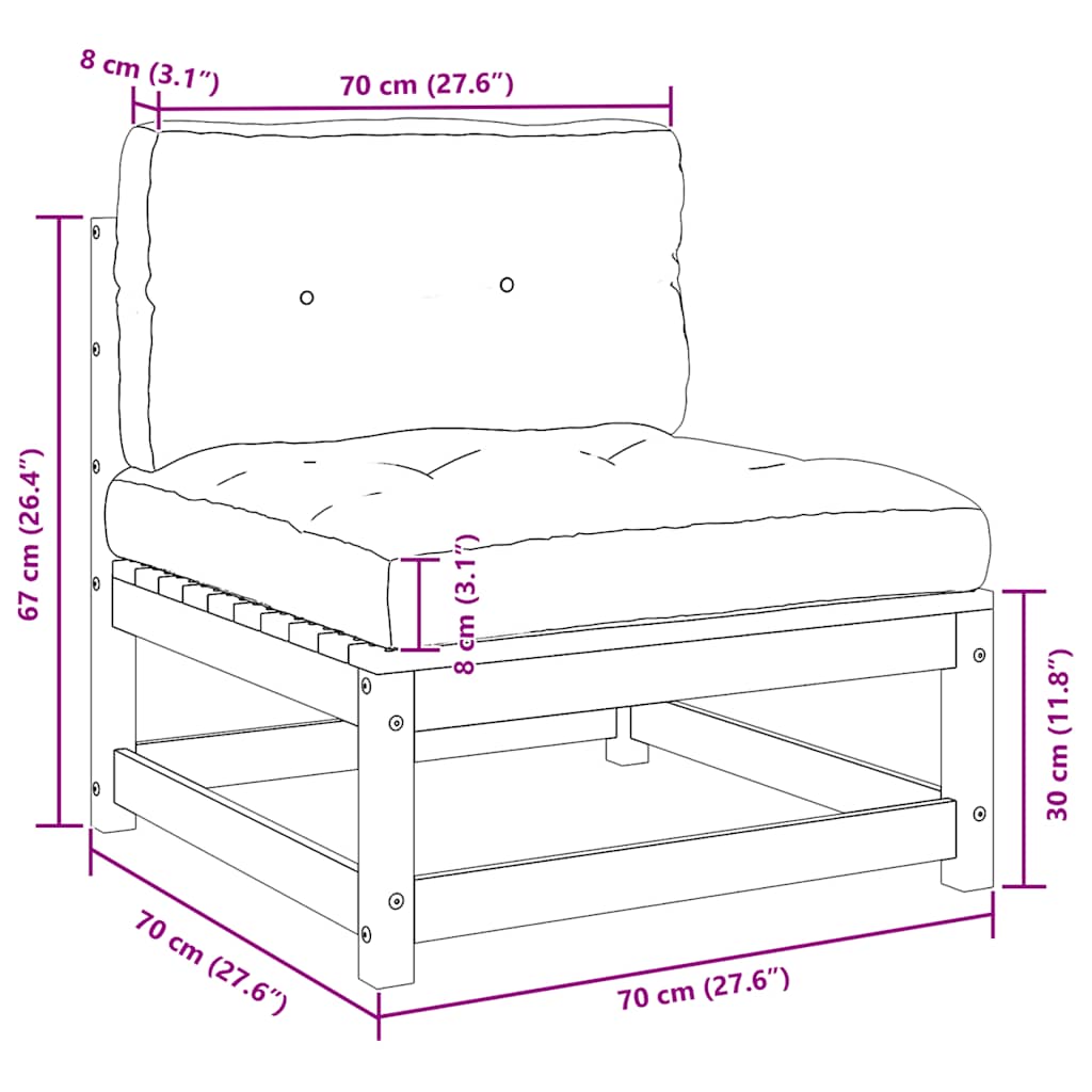 Set Divani da Giardino 2 pz Cuscini Bianchi Massello di Pino | homemem39