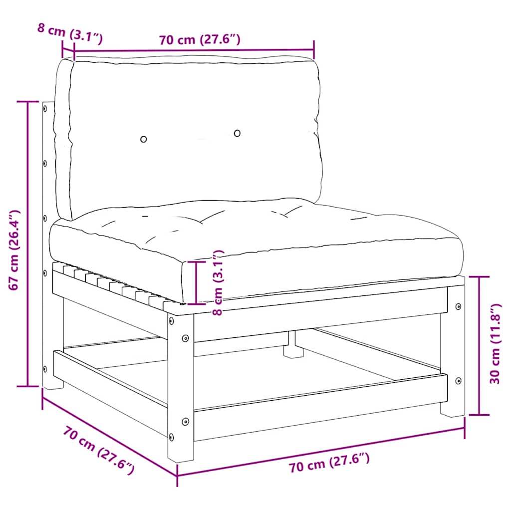 Set Divani da Giardino 2 pz con Cuscini Grigio Massello di Pino | homemem39