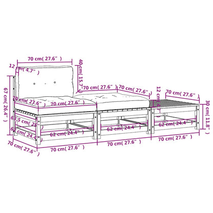 Set Divani da Giardino 3 pz Cuscini Legno Massello Pino Bianco | homemem39