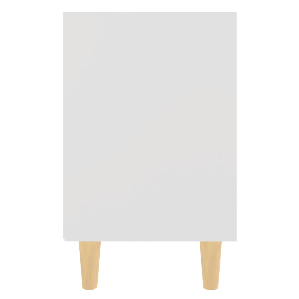 Comodino con Gambe in Legno Massello Bianco 40x30x50 cm - homemem39