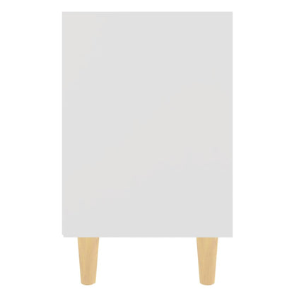 Comodino con Gambe in Legno Massello Bianco 40x30x50 cm - homemem39