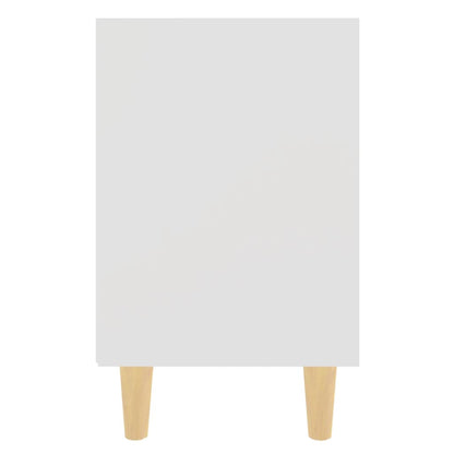 Comodini con Gambe in Legno Massello 2pz Bianchi 40x30x50 cm | homemem39