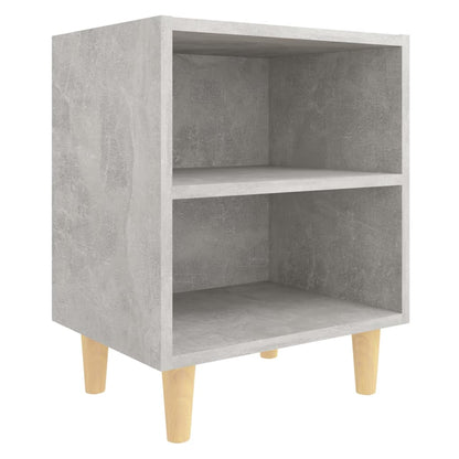 Comodino con Gambe in Legno Massello Grigio Cemento 40x30x50 cm - homemem39