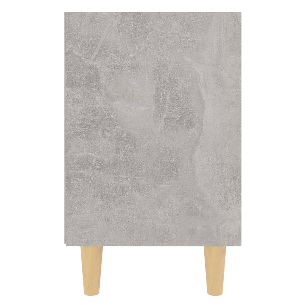 Comodino con Gambe in Legno Massello Grigio Cemento 40x30x50 cm - homemem39
