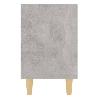 Comodino con Gambe in Legno Massello Grigio Cemento 40x30x50 cm - homemem39