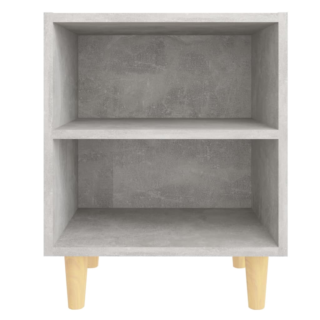 Comodini Gambe in Legno Massello 2pz Grigio Cemento 40x30x50 cm - homemem39