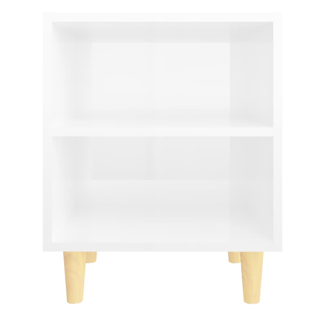 Comodini Gambe in Legno Massello 2pz Bianco Lucido 40x30x50 cm - homemem39