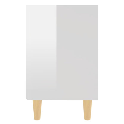 Comodini Gambe in Legno Massello 2pz Bianco Lucido 40x30x50 cm - homemem39