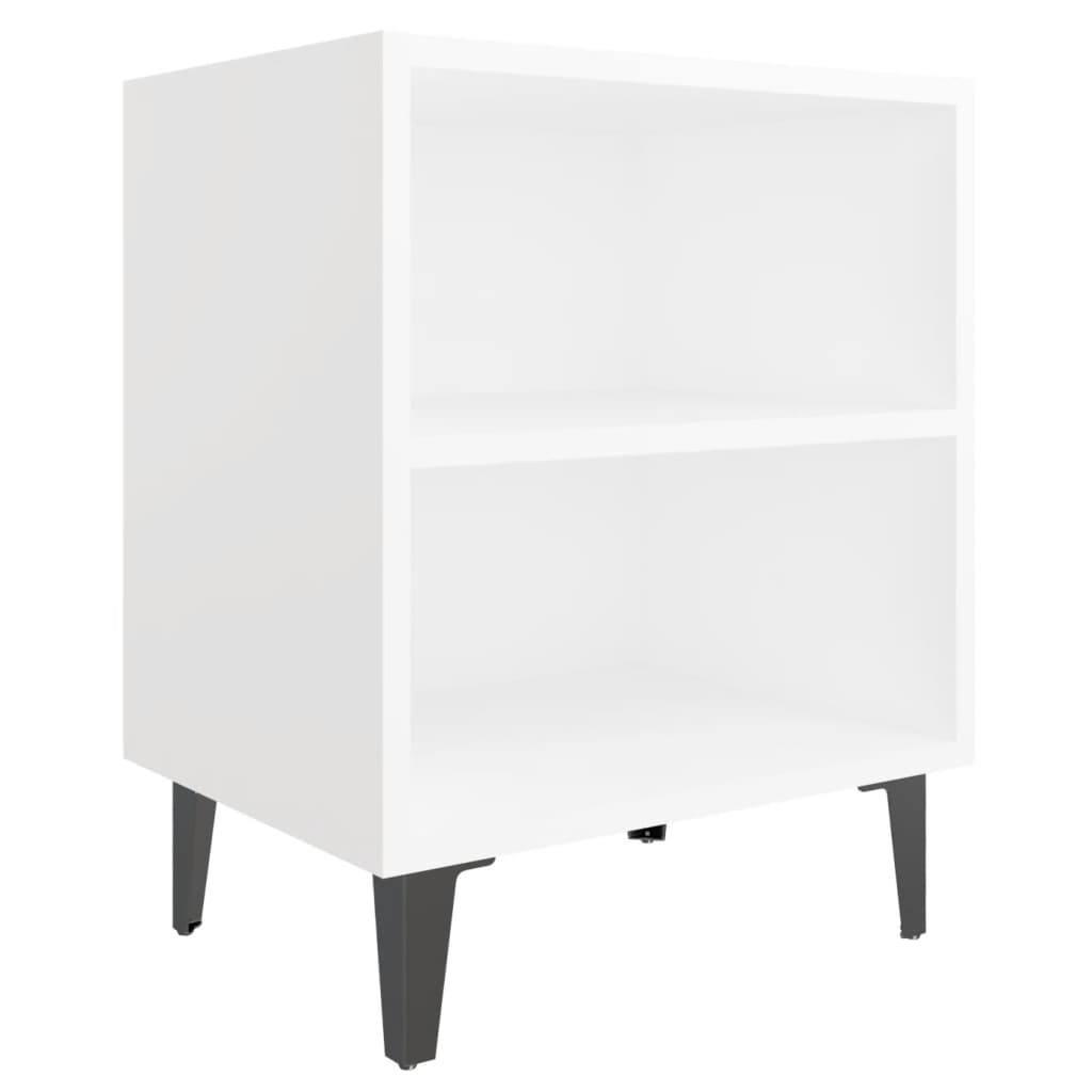 Comodino con Gambe in Metallo Bianco 40x30x50 cm - homemem39