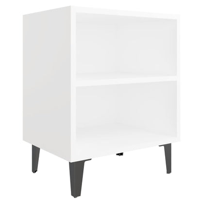 Comodino con Gambe in Metallo Bianco 40x30x50 cm - homemem39