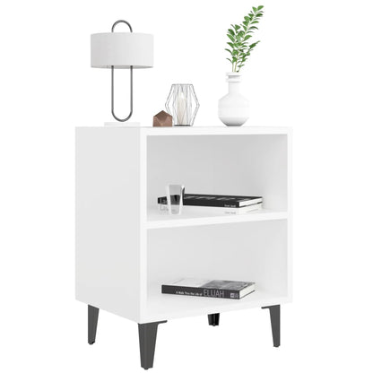 Comodino con Gambe in Metallo Bianco 40x30x50 cm - homemem39