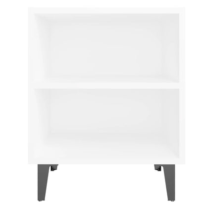 Comodini con Gambe in Metallo 2pz Bianchi 40x30x50 cm - homemem39