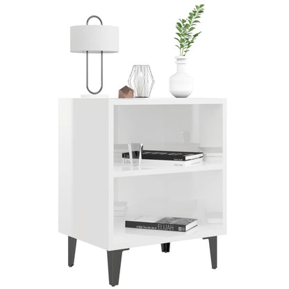 Comodino con Gambe in Metallo Bianco Lucido 40x30x50 cm - homemem39