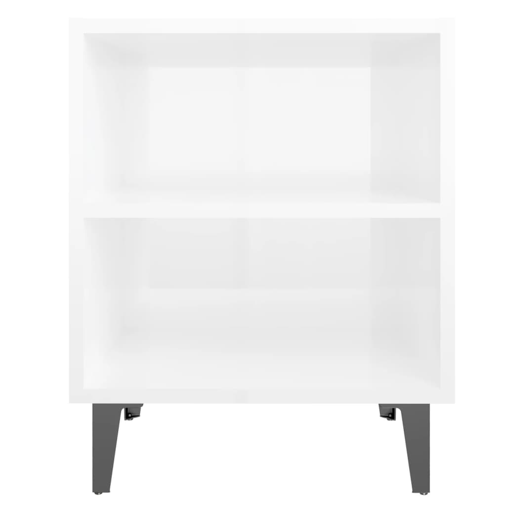 Comodini con Gambe in Metallo 2pz Bianco Lucido 40x30x50 cm - homemem39