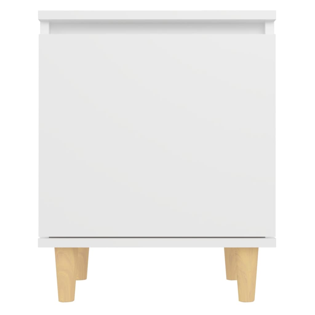 Comodino con Gambe in Legno Massello Bianco 40x30x50 cm - homemem39