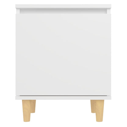Comodino con Gambe in Legno Massello Bianco 40x30x50 cm - homemem39