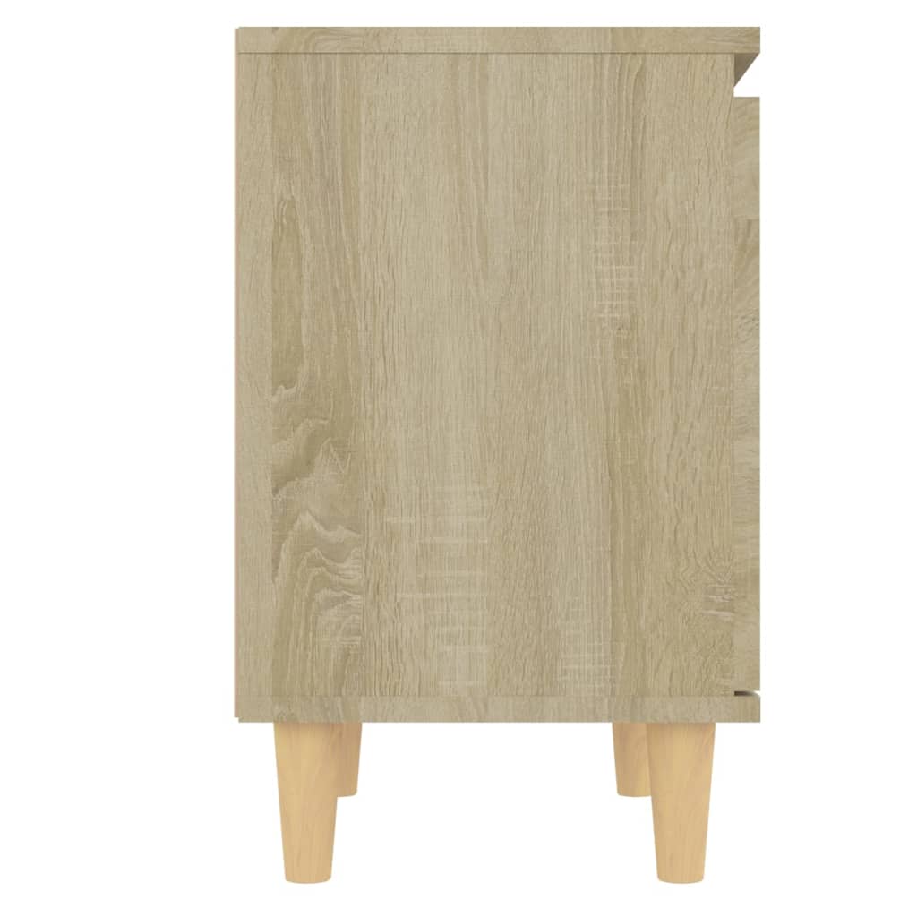 Comodini Gambe in Legno Massello 2pz Rovere Sonoma 40x30x50cm