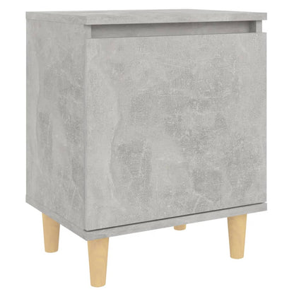 Comodino con Gambe in Legno Massello Grigio Cemento 40x30x50 cm - homemem39