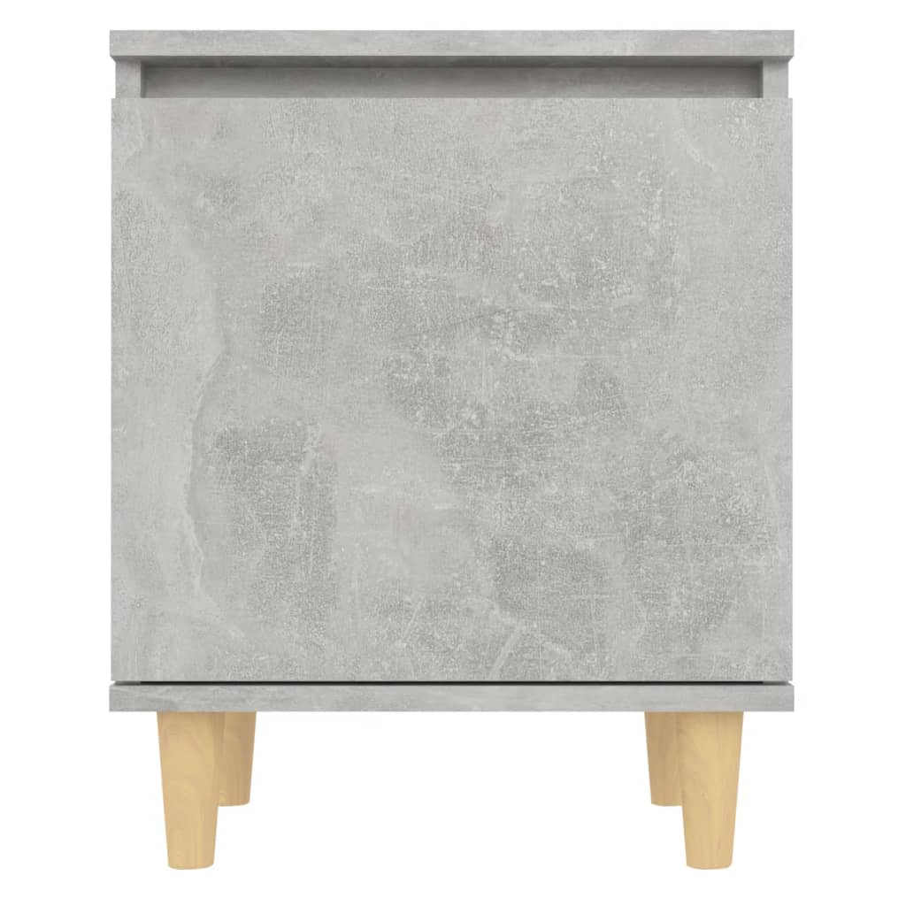 Comodino con Gambe in Legno Massello Grigio Cemento 40x30x50 cm - homemem39
