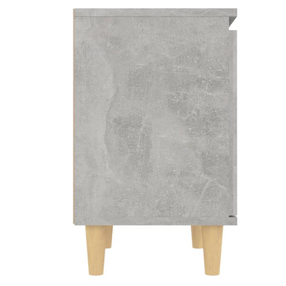 Comodino con Gambe in Legno Massello Grigio Cemento 40x30x50 cm - homemem39