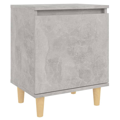 Comodini Gambe in Legno Massello 2pz Grigio Cemento 40x30x50 cm