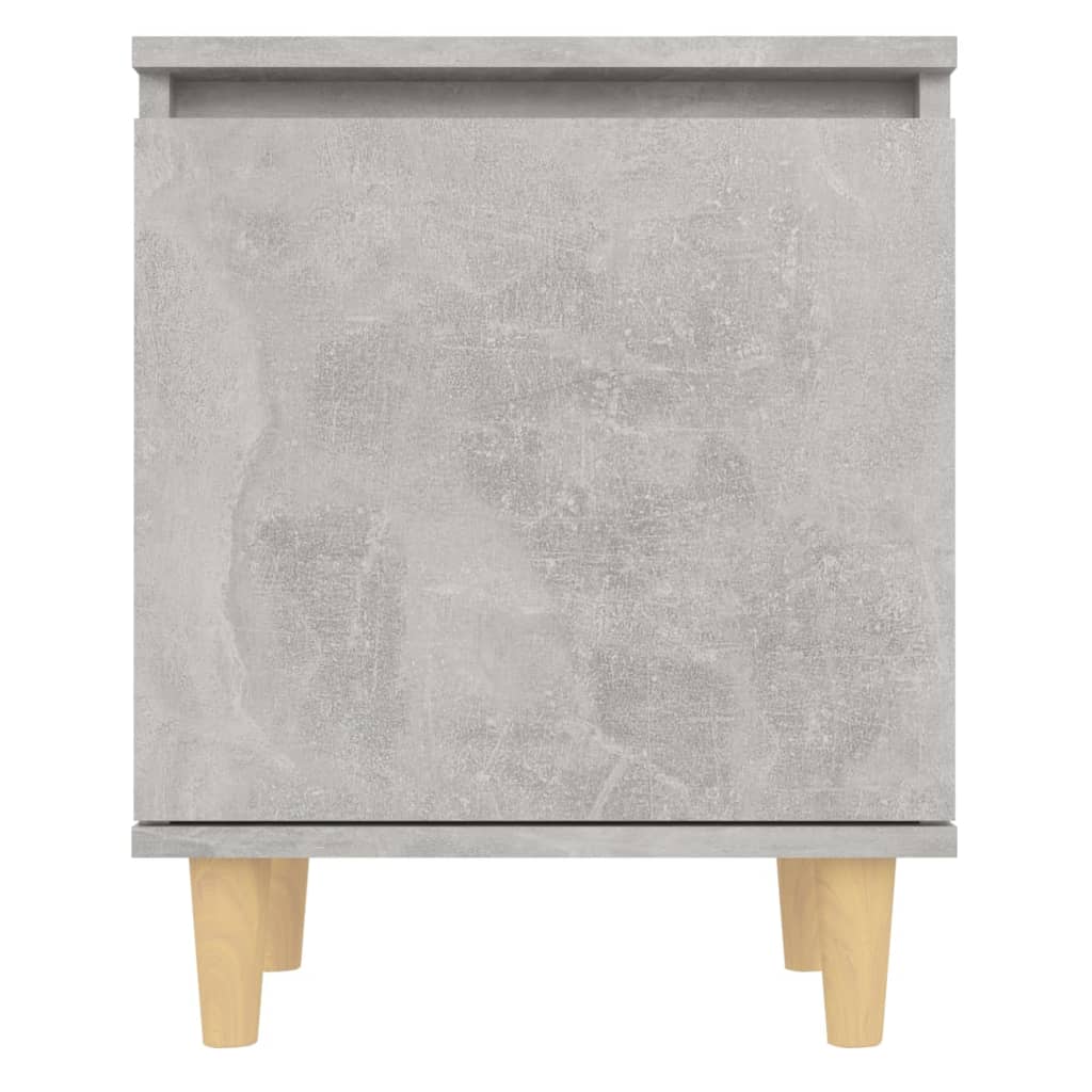 Comodini Gambe in Legno Massello 2pz Grigio Cemento 40x30x50 cm