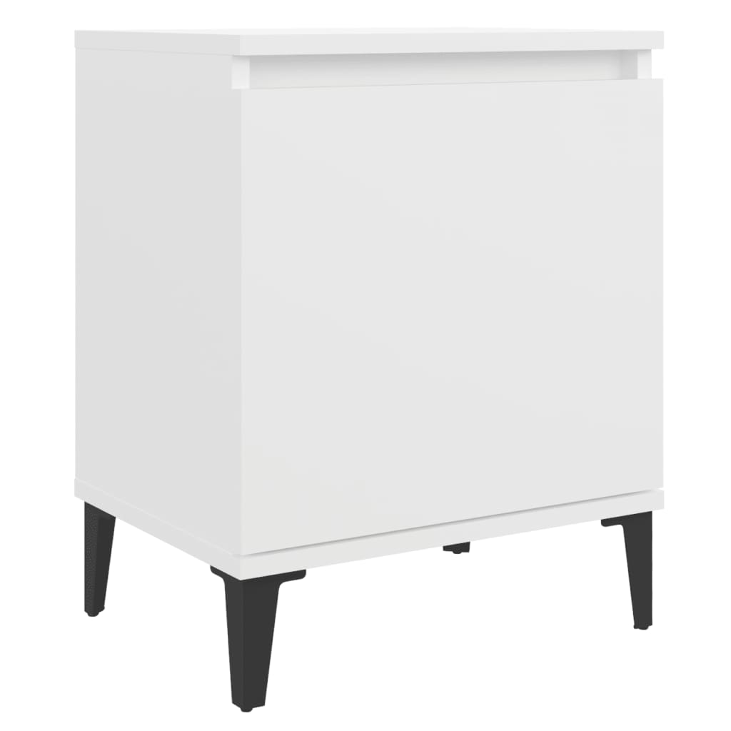 Comodino con Gambe in Metallo Bianco 40x30x50 cm - homemem39