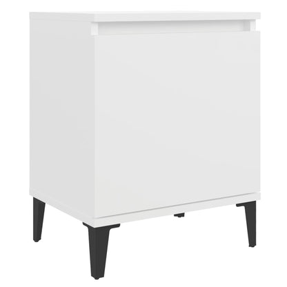 Comodino con Gambe in Metallo Bianco 40x30x50 cm - homemem39