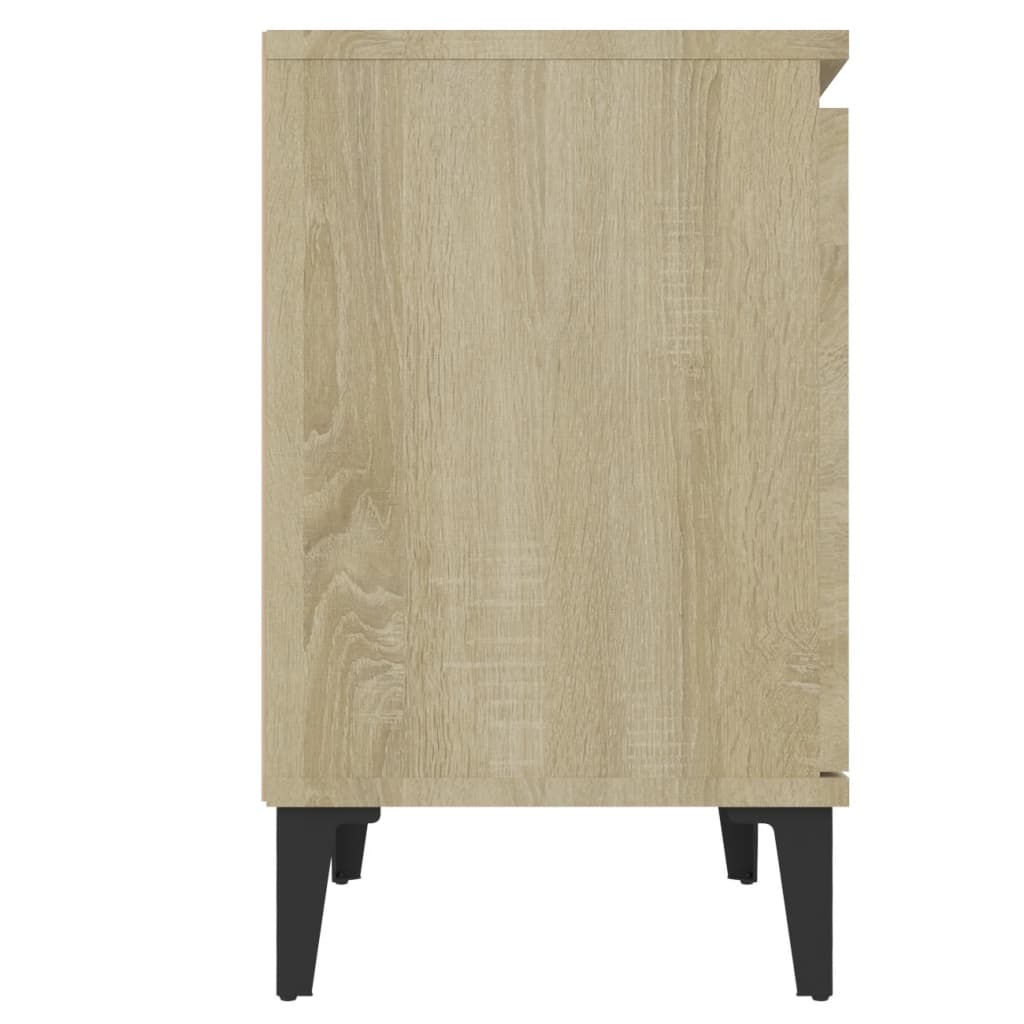 Comodino con Gambe in Metallo Rovere Sonoma 40x30x50 cm - homemem39