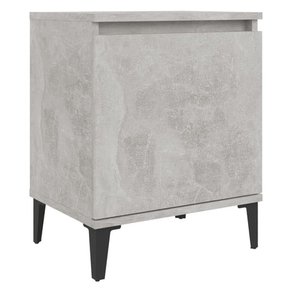 Comodino con Gambe in Metallo Grigio Cemento 40x30x50 cm - homemem39